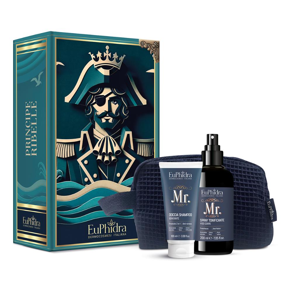 Euphidra Cofanetto Uomo Principe Ribelle con Pochette + Doccia Shampoo 100 ml + Spray Corpo 200 ml